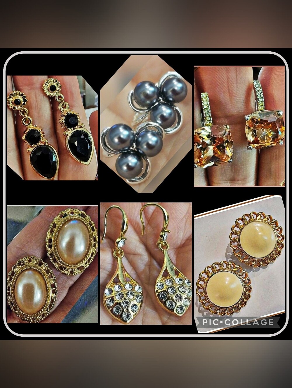 Lot of 6 Vintage Drop & Stud Earrings, Pierced & Clip Styles
